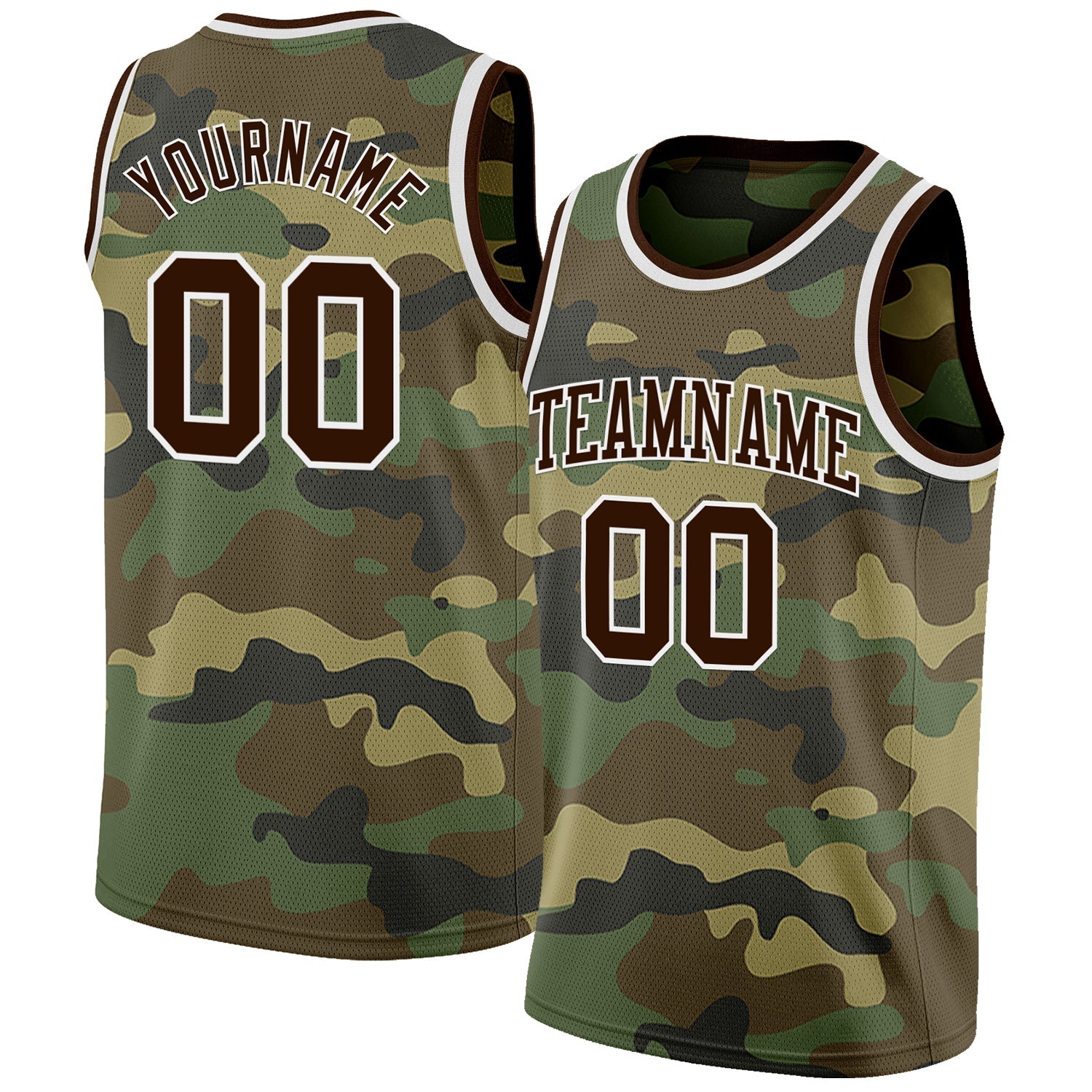 Custom Camo Brown-White Authentic Salute To Service Basketball Jersey