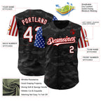 Custom Camo White-Red 3D American Flag  Authentic Salute To Service Baseball Jersey