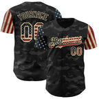 Custom Camo Vintage USA Flag-Cream 3D Authentic Salute To Service Baseball Jersey