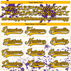 Custom Camo Gold Purple Black-White Splash Hockey Lace Neck Jersey