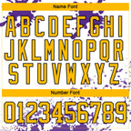 Custom Camo Gold Purple Black-White Splash Hockey Lace Neck Jersey