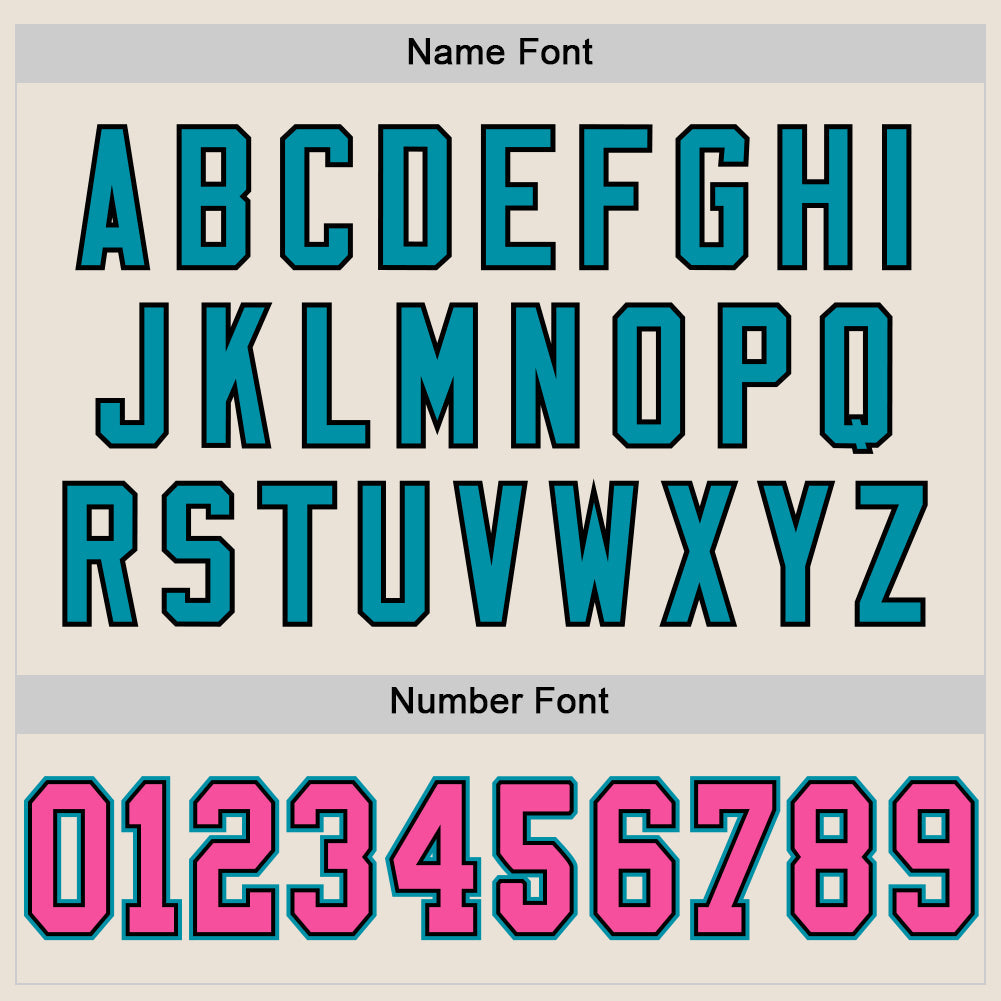 Custom Cream Pink Black-Teal Mesh Authentic Throwback Football Jersey