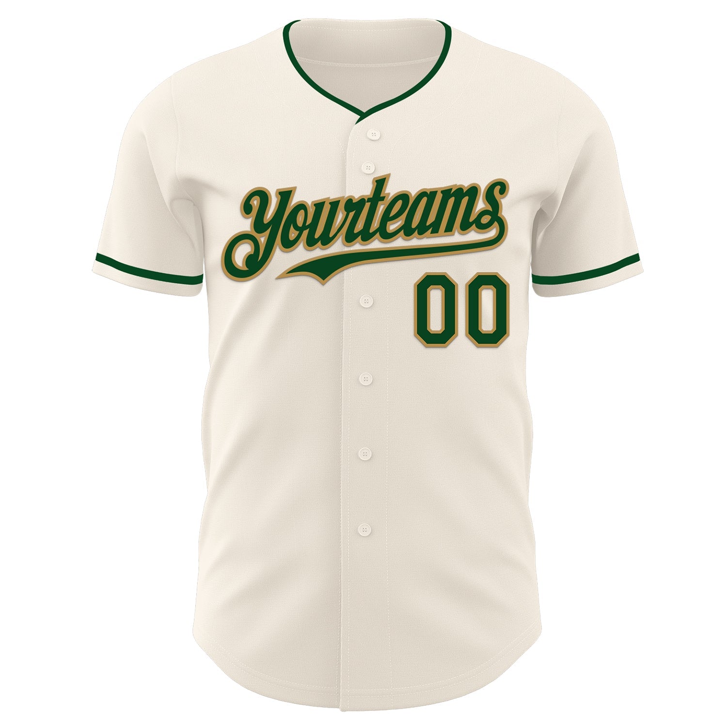 Custom Cream Green-Old Gold Authentic Baseball Jersey