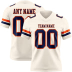Custom Cream Navy-Orange Authentic Football Jersey