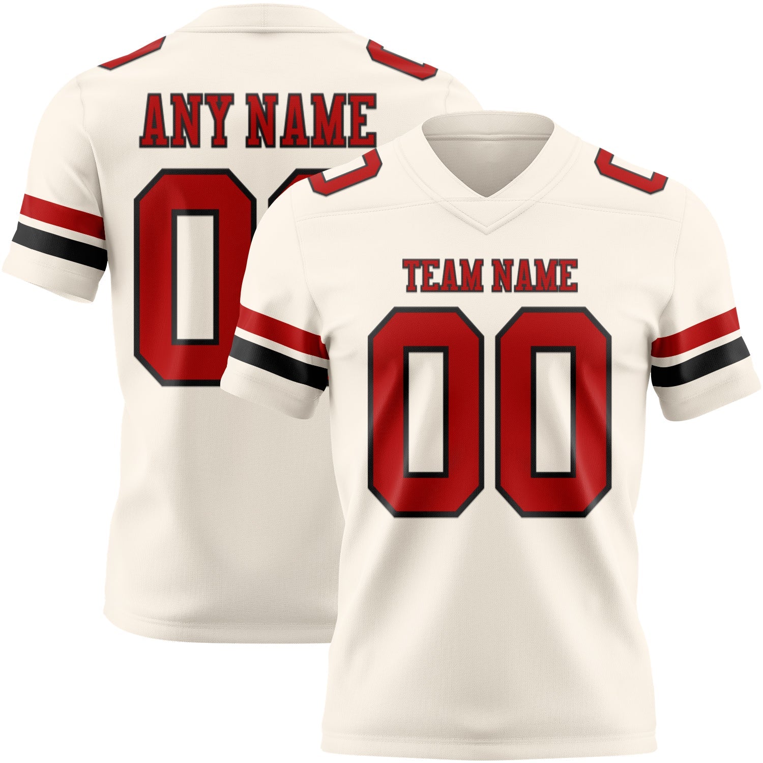Custom Cream Red-Black Authentic Football Jersey