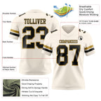 Custom Cream Black-Old Gold Authentic Football Jersey