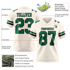 Custom Cream Kelly Green-Black Authentic Football Jersey