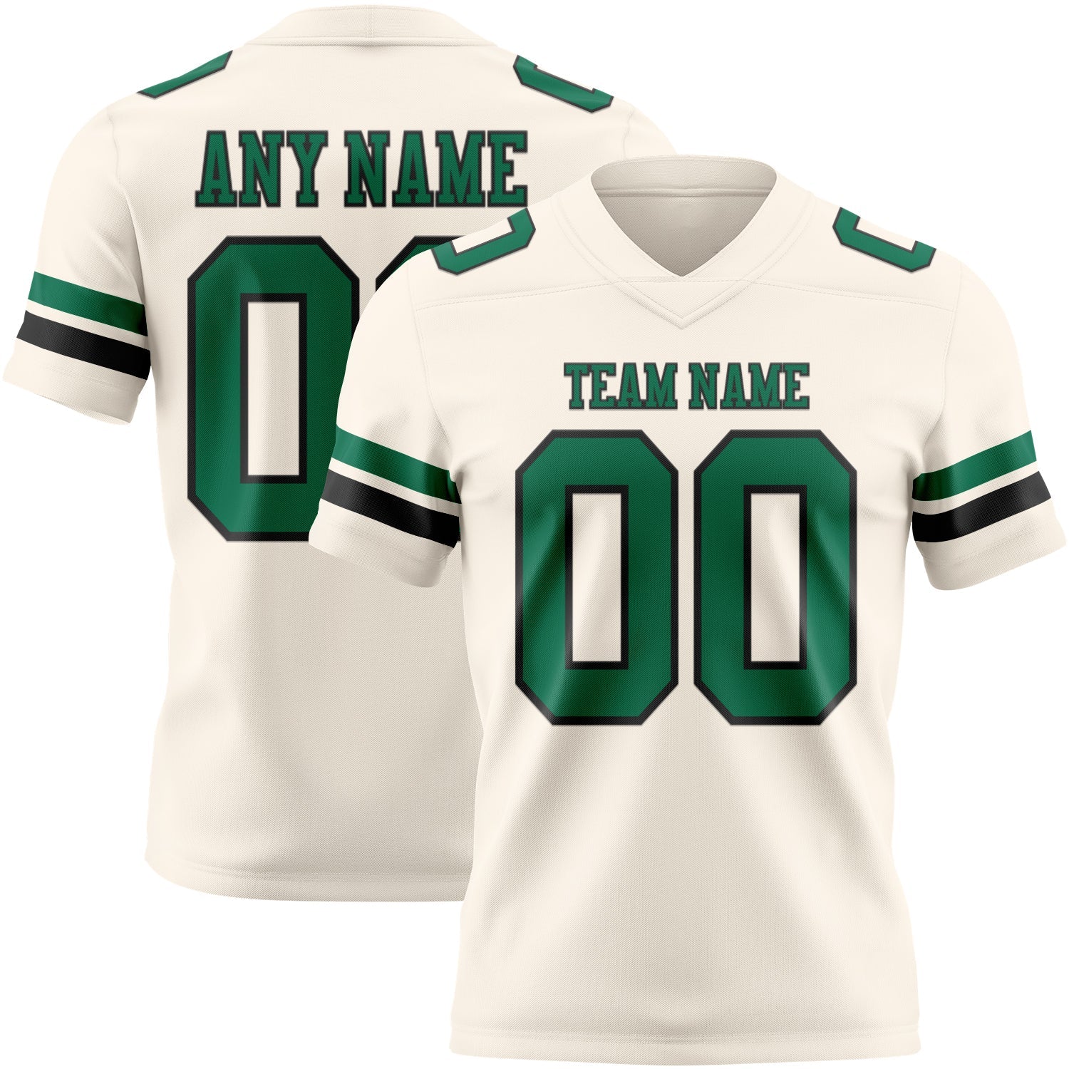 Custom Cream Kelly Green-Black Authentic Football Jersey