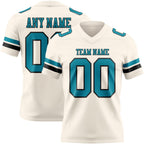 Custom Cream Teal-Black Authentic Football Jersey