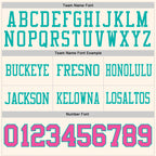 Custom Cream Pink-Aqua Authentic Football Jersey