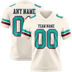 Custom Cream Aqua-Crimson Authentic Football Jersey