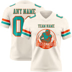 Custom Cream Aqua-Orange Authentic Football Jersey