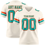 Custom Cream Aqua-Orange Authentic Football Jersey