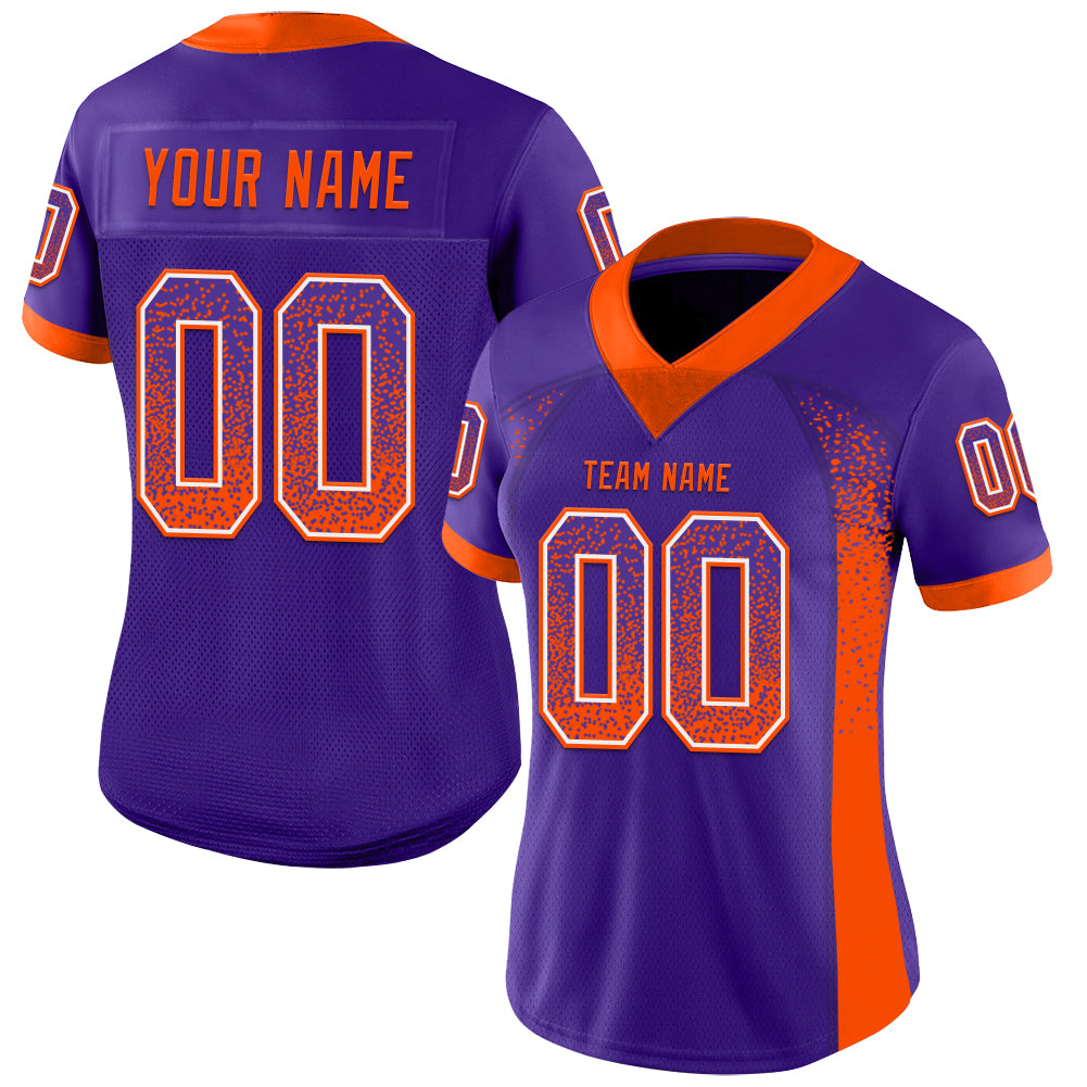 Custom Purple Orange-White Drift Fashion Football Jersey