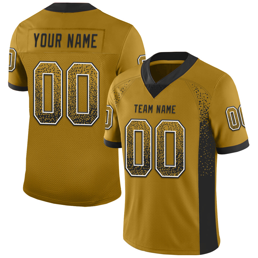 Custom Old Gold Black-White Drift Fashion Football Jersey