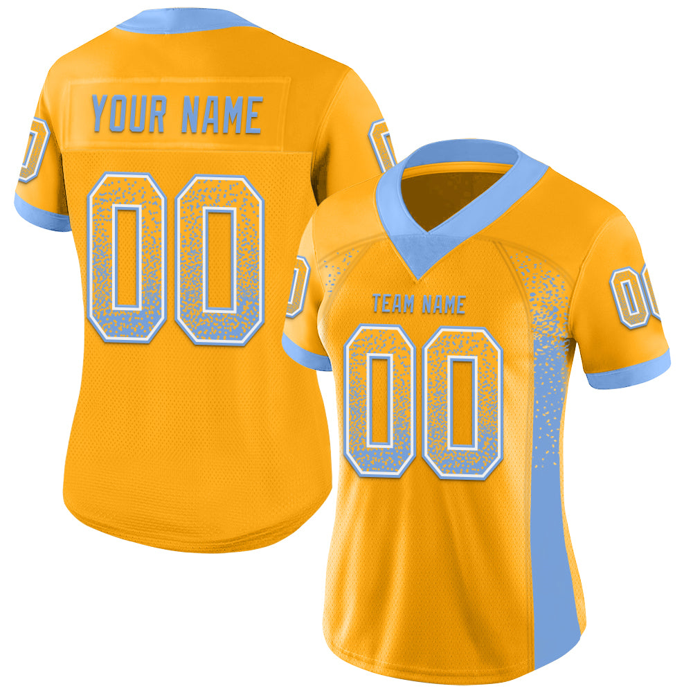 Custom Gold Powder Blue-White Drift Fashion Football Jersey