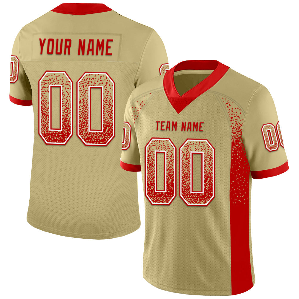 Custom Vegas Gold Red-White Drift Fashion Football Jersey