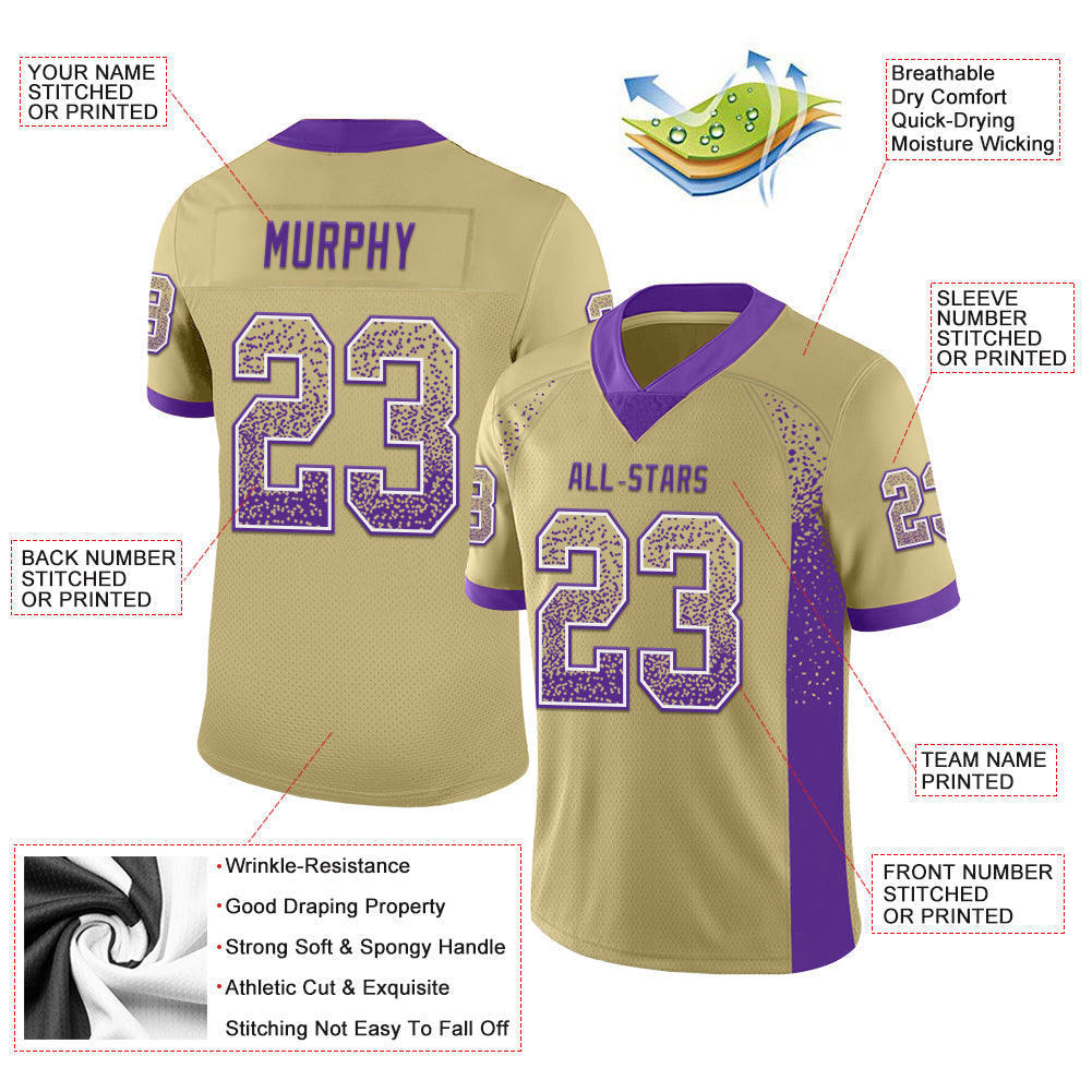 Custom Vegas Gold Purple-White Drift Fashion Football Jersey