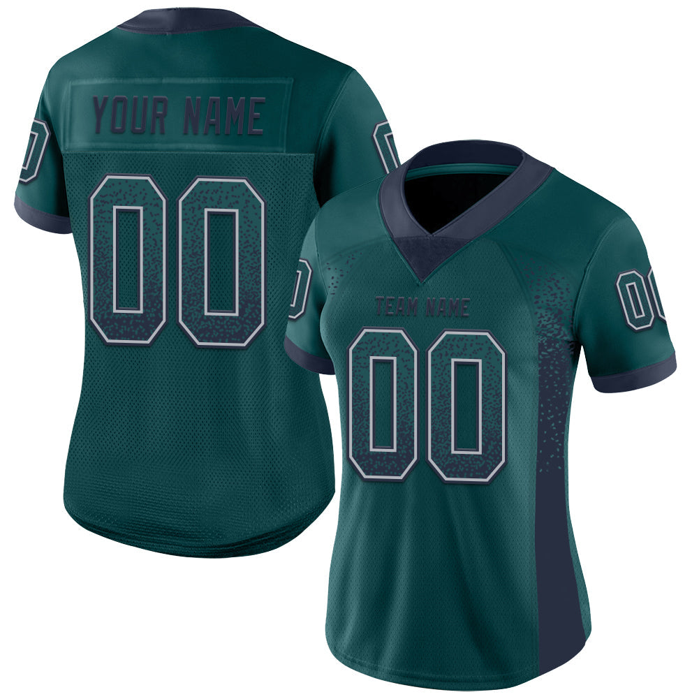 Custom Midnight Green Navy-Gray Drift Fashion Football Jersey