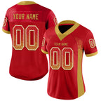 Custom Red Old Gold-White Drift Fashion Football Jersey