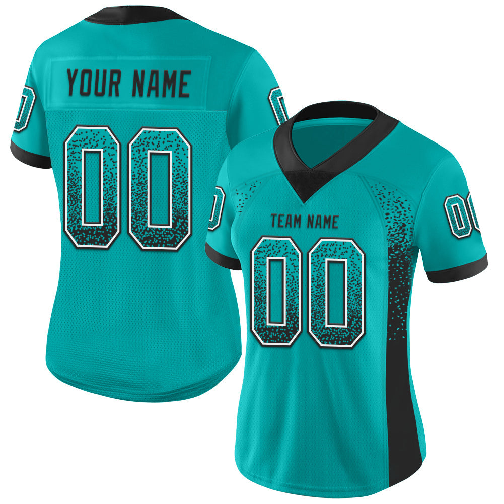 Custom Aqua Black-White Drift Fashion Football Jersey