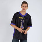 Custom Black Purple-Old Gold Drift Fashion Football Jersey