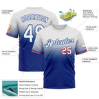 Custom White Royal-Red Fade Fashion Performance T-Shirt