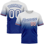 Custom White Royal-Red Fade Fashion Performance T-Shirt