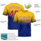 Custom Yellow Red-Royal Fade Fashion Performance T-Shirt