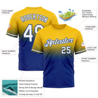 Custom Yellow White-Royal Fade Fashion Performance T-Shirt