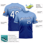 Custom Light Blue White-Royal Fade Fashion Performance T-Shirt