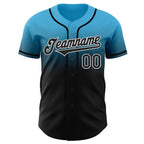 Custom Sky Blue Black-White Authentic Fade Fashion Baseball Jersey