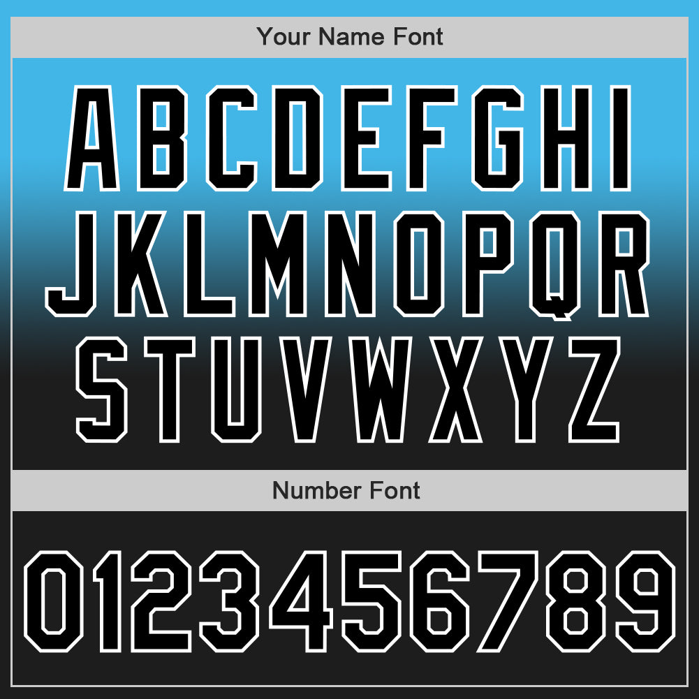 Custom Sky Blue Black-White Authentic Fade Fashion Baseball Jersey