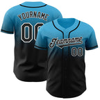Custom Sky Blue Black-White Authentic Fade Fashion Baseball Jersey