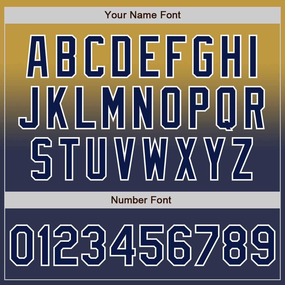 Custom Old Gold Navy-White Authentic Fade Fashion Baseball Jersey