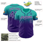 Custom Aqua Purple-White Authentic Fade Fashion Baseball Jersey