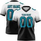 Custom White Teal-Black Authentic Fade Fashion Football Jersey