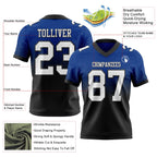 Custom Royal White-Black Authentic Fade Fashion Football Jersey