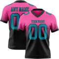 Custom Pink Teal-Black Authentic Fade Fashion Football Jersey