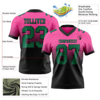 Custom Pink Kelly Green-Black Authentic Fade Fashion Football Jersey