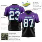 Custom Purple White Black-Teal Authentic Fade Fashion Football Jersey