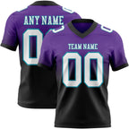 Custom Purple White Black-Teal Authentic Fade Fashion Football Jersey