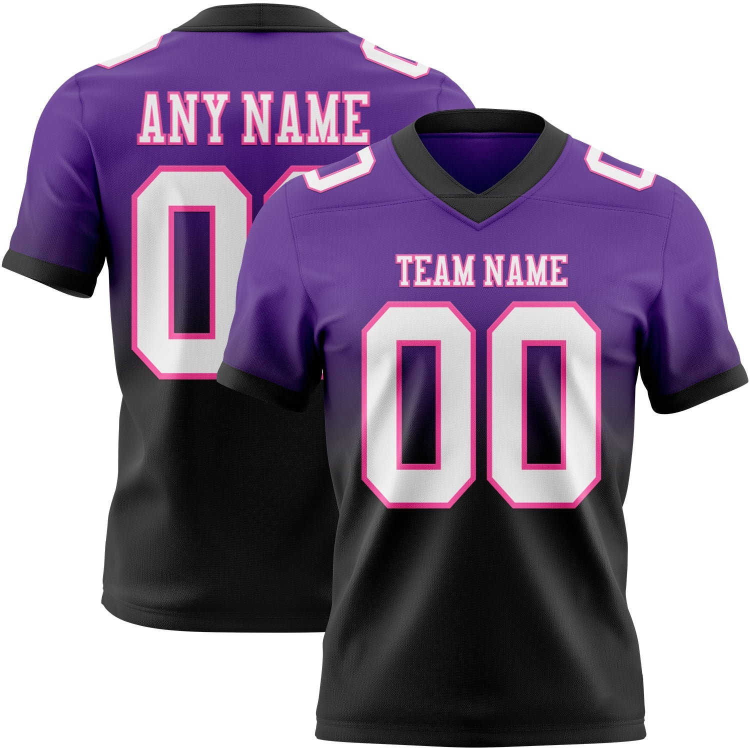 Custom Purple White Black-Pink Authentic Fade Fashion Football Jersey