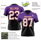 Custom Purple White Black-Orange Authentic Fade Fashion Football Jersey