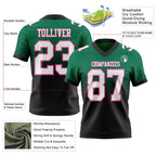 Custom Kelly Green White Black-Pink Authentic Fade Fashion Football Jersey