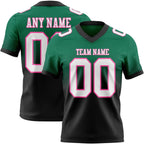 Custom Kelly Green White Black-Pink Authentic Fade Fashion Football Jersey
