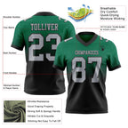 Custom Kelly Green Gray-Black Authentic Fade Fashion Football Jersey