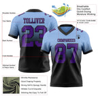 Custom Light Blue Purple-Black Authentic Fade Fashion Football Jersey