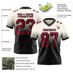 Custom Cream Maroon-Black Authentic Fade Fashion Football Jersey