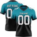Custom Teal White-Black Authentic Fade Fashion Football Jersey